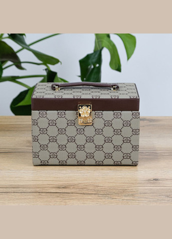 Шкатулка трехслойная для украшений с зеркалом, полиуретановая кожа гуччи, с дорожным ящиком см (JZ-016-2) Гранд Презент (322190884)