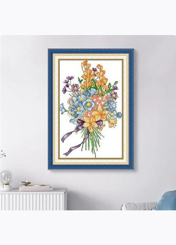 Набір для вишивання за нанесеною на канву схемою "Wildflower Bouquet". AIDA 14CT printed 18*28 см Joy Sunday (313613685)