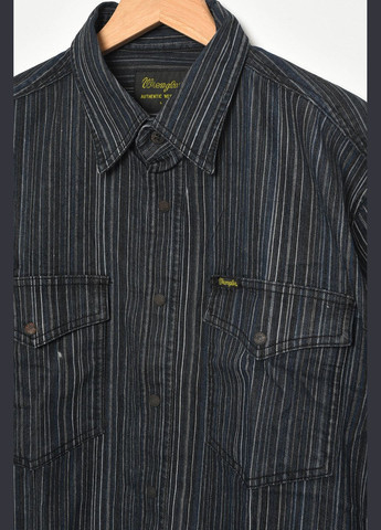 Сорочка чоловіча батальна темно-синього кольору в смужку Let's Shop (293765080)
