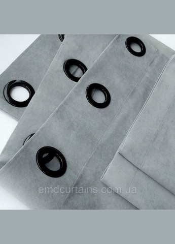 Комплект шторы на черных люверсах 2 шт с подхватами 355х250 см микровелюр Серо-голубой No Brand (337358395)