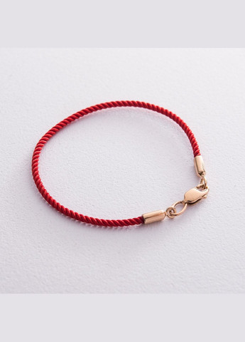 Шовковий червоний браслет із золотою гладкою застібкою б02271 17 Oniks (265294949)