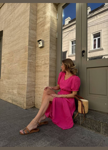 Малиновое повседневный женское платье меди из муслина Avanti однотонное