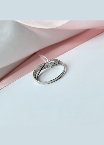 Серебряное кольцо колечко Плетенное с Белыми Камнями 17.5 размер серебро 925 пробы Родированное 1497к 1.14г No Brand (316323667)