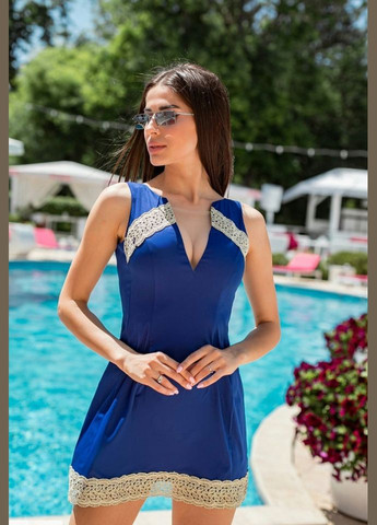 Синее кэжуал платье женское летнее de-4882 46, синий Sofia