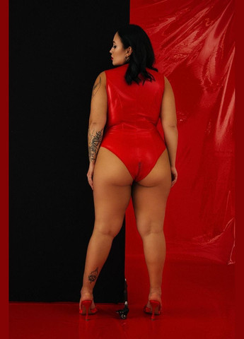 Лакированный комбидресс красный “Дерзкая Стелла” XXL, молния на все тело D&A (303905395)
