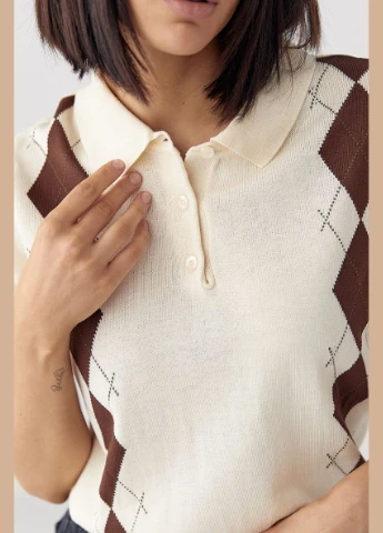 В'язана футболка з ромбами Lurex Футболка - (333972592)