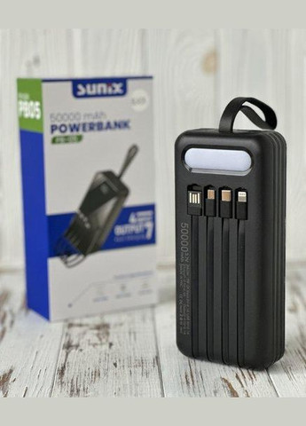 Зовнішній акумулятор PB05 50000 mah з лампою захищений чорний Sunix (279554374)