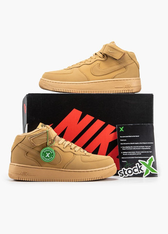 Коричневые зимние кроссовки зимние мужские nike air force 1 winter brown fur | найк аир форс 1 коричневые с мехом No Brand