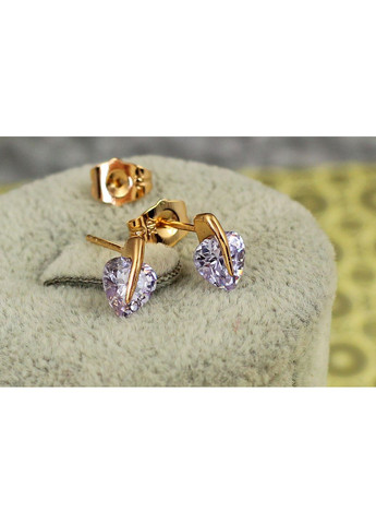 Серьги гвоздики фианит в форме сердечка 10 мм золотистые love-shopping Xuping Jewelry (354661910)