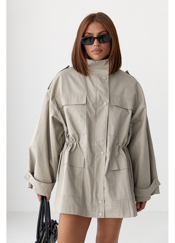 Светло-серая демисезонная удлиненная женская ветровая куртка Lurex Куртка