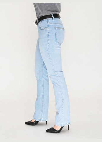 Джинсы женские голубые прямые со средней посадкой большой размер Пряма Angelina Mara - (322999570)