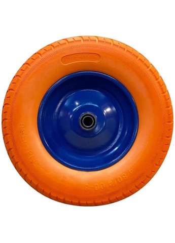 Колесо полиуретановое (4х8, 360 мм, 80 мм) оранжевое с синим диском без оси (24392) BLUETOOLS (318093117)
