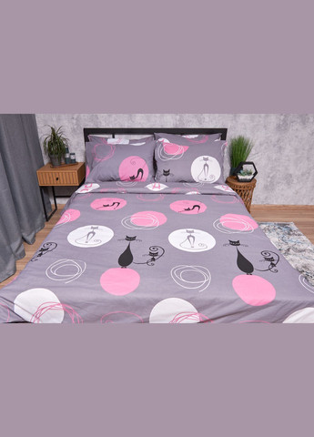 Комплект постільної білизни Бязь Gold Люкс «» полуторний євро 160х220 наволочки 2х50х70 (MS-820002634) Moon&Star Mauve Cats (286762473)