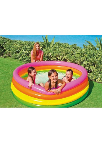 Надувний басейн дитячий від 3 років 56441 Веселка 168х45см 780л 4 кільця Різнокольоровий Intex (366248696)