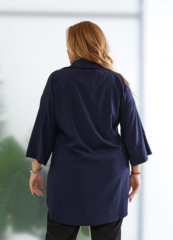 Тёмно-синяя блуза женская с объемными рукавами No Brand