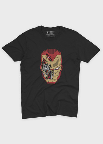Чорна демісезонна футболка для хлопчика з принтом супергероя - залізна людина (ts001-1-bl-006-016-016-b) Modno