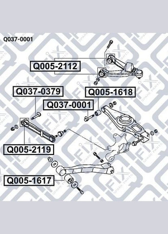 Болт с эксцентриком Q037-0001 Митсубиси Паджеро Вагон III 2000-2006 OEM MR418674 Q-FIX (345738190)