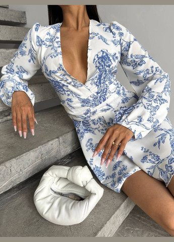 Легкий женский комбинезон Adelante комбинезон-шорты абстрактный голубой кэжуал креп