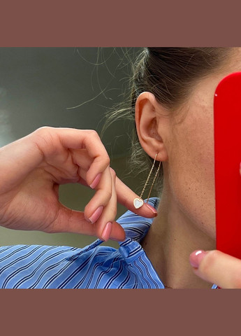 Золотые серьги - протяжки Сердечки с перламутром с08574 Oniks (278250101)