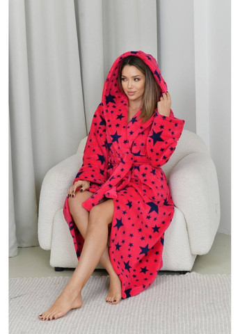 Халат женский махра длинный с капюшоном и поясом. Україна (365049664)