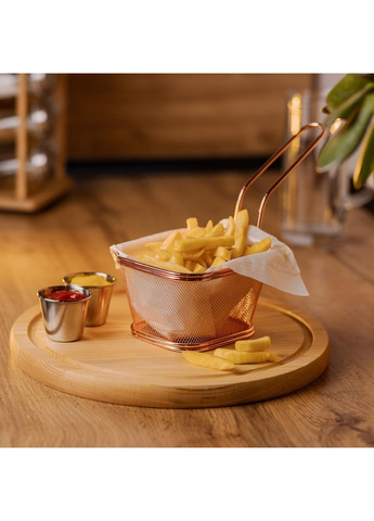 Кошик сервірувальний для картоплі фрі та снеків 13×11×7 см Рожеве золото HP-19-4-L-R Zhongjing (368767359)