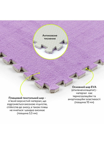 Підлога-пазл плюшевий 60х60х1см Салатовий (D) StickerWall-SW-00002095 Sticker Wall (370563852)