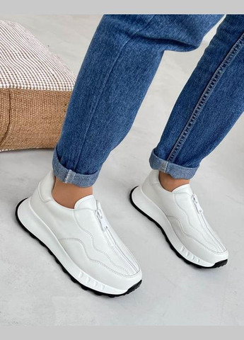 Кроссовки женские белые кожаные спортивные повседневные с молнией Viki кросівки белые лето (322319098)