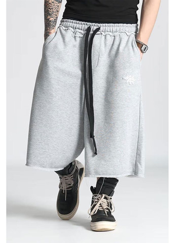 Чоловічі трикотажні оверсайз шорти сірого кольору OGP (350619659)