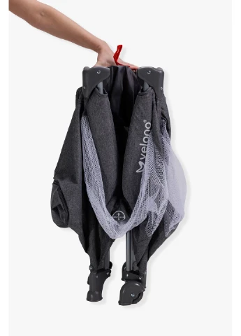 Кровать-манеж детская со вторым ярусом и пеленатором Tino, dark grey Velano (377309280)