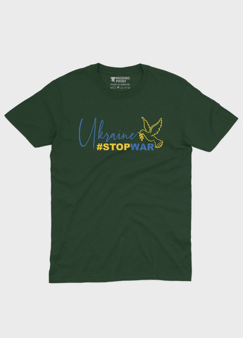 Темно-зеленая летняя мужская футболка с патриотическим принтом top war s (ts001-2-bog-005-1-041-f) Modno