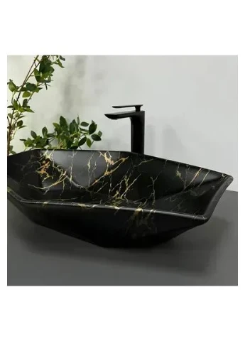 Умивальник (раковина) VENEZIA MARBLE BLACK MATT накладний VBI (393114111)