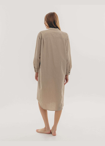 Бежевое повседневный платье-рубашка almond m-l рубашка Leglo