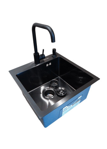 Кухонна мийка 45*45 Handmade PVD чорна (сифон крулий 3,0/0,8) Valeso (336932765)