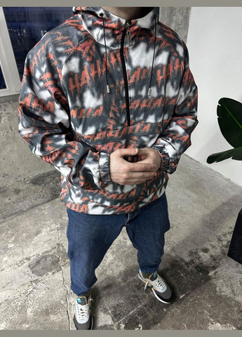 Комбинированная демисезонная анорак котон капюшон трикотаж на подкладке принт No Brand