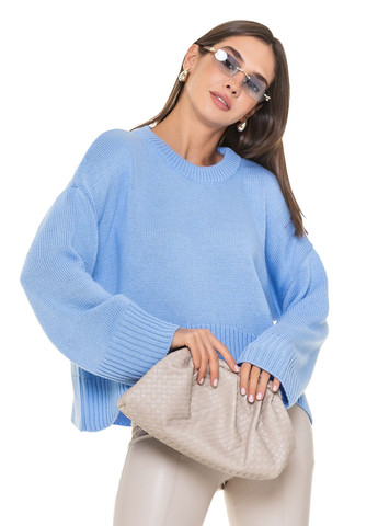 Голубой короткий свободный свитер SVTR