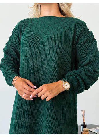Изумрудное женское вязаное платье Osoblyva