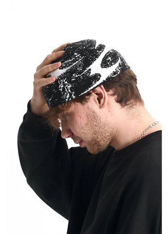 Шапка унисекс Trbl черно-белая OGP (372736337)