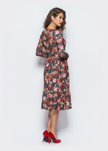 Розовое праздничный платье с расклешенной юбкой и флористичным принтом Dressa с цветочным принтом