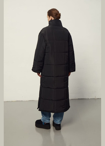 Черная демисезонная щебанное пальто 668 Papaya