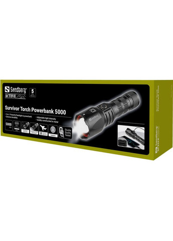 Фонарь ручной ANDBERG Survivor Torch Powerbank 5000 mAh (420-89) Sandberg (323127508)