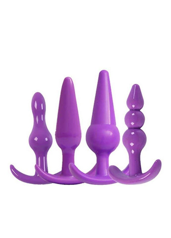 Фиолетовый набор мягких анальных пробок - 4 шт (XS/S/M/L) – Анальные игрушки No Brand (288539012)