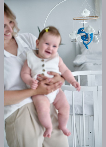 Дитячий музичний мобіль на ліжечко для немовлят WooolyWool «Мамина радість» з 35 мелодіями No Brand (342757917)