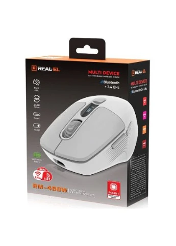 Мишка RM-480W Wireless/Bluetooth White (EL123200050) Real-El (396681312)