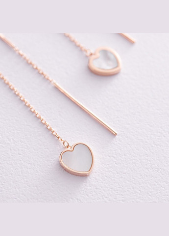 Золотые серьги - протяжки Сердечки с перламутром с08574 Oniks (278250101)