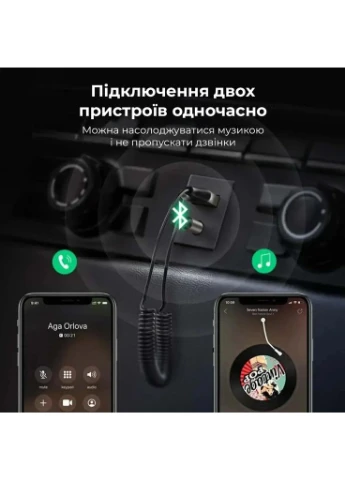 Bluetooth-ресивер Bluetooth Car Receiver Aux с микрофоном Space Gray (UGR-70601) Ugreen CM309 (386647363)