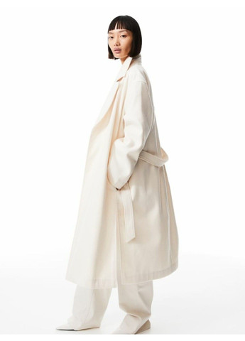 Білий демісезонне Жіноче пальто з поясом Н&М (56251) XS Біле H&M