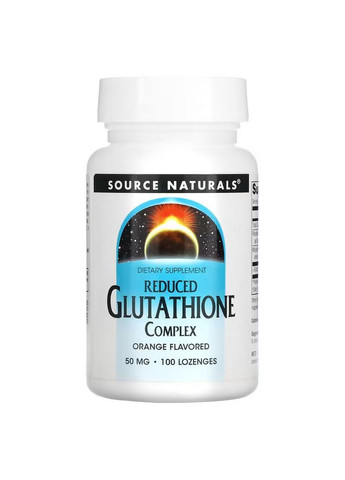 Натуральна добавка Reduced Glutathione Complex, 100 льодяників Апельсин Source Naturals (293477286)