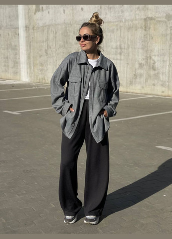 Серая рубашка однотонная No Brand