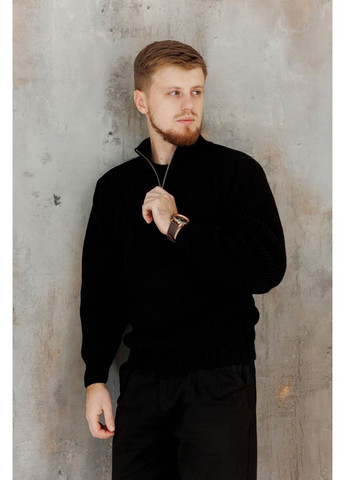 Чорний демісезонний чоловічий светр на блискавці artknit (ak38812p) Art Knit