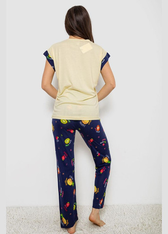 Жовта всесезон піжама жіноча з принтом, колір жовтий, 243r2122 Good Night